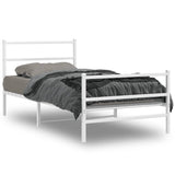 Metal Bed Frame without Mattress with Footboard White 100x190cm 355426