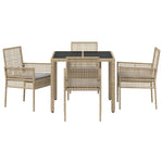 Garden Dining Set 5 pcs Beige Poly rattan 3334880