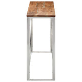 Console Table Silver Stainless Steel and Solid Wood Acacia 349999