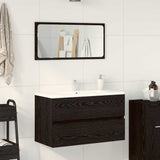 Bathroom Furniture Set 2 pcs Black Oak Engineered wood 863137