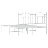 Metal Bed Frame without Mattress with Headboard White 140x190cm 353488