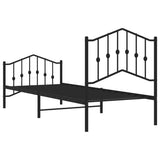 Metal Bed Frame without Mattress with Footboard Black 80x200cm 373798