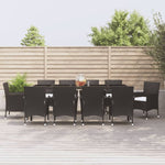 ZNTS 11 Piece Garden Dining Set with Cushions Black Poly Rattan 3187457