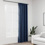 Linen-Look Blackout Curtains with Hooks Blue 290x245 cm 321183