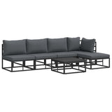 Garden Sofa Set with Cushion 6 pcs Black Aluminium 3378859