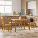 Dining Set 4 pcs Beige Solid Oak Wood 3430297
