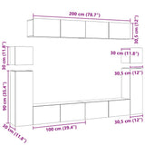 8 Piece TV Cabinet Set White Engineered Wood 3078725