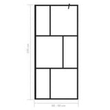 Walk-in Shower Wall with Tempered Glass Black 90x195 cm 149153