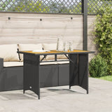 Garden Table with Wooden Top Black 110x68x70 cm Poly Rattan 366355
