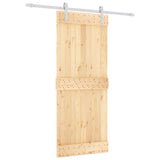 Sliding Door Natural and White 85 x 210 cm Solid Pine Wood 3444935