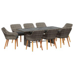 Garden Dining Set with Cushion 9 pcs Grey Poly Rattan 3261626