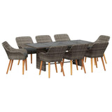 Garden Dining Set with Cushion 9 pcs Grey Poly Rattan 3261626