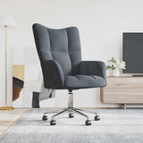 Relaxing Chair with Wheel Dark Grey 69 x 61.5 x 102 cm Velvet 42022457