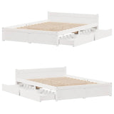 Bed Frame without Mattress White 150x200 cm King Size Solid Wood Pine 3301691