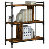 Bookcase 3-Tier Smoked Oak 76x32x88 cm Engineered Wood 833932