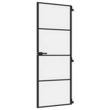 Interior Door Slim Black 76x201.5 cm Tempered Glass and Aluminium 155117