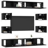 TV Cabinet Set 8 pcs 100 x 30 x 30 cm Black Oak Engineered Wood 3438609
