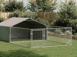 Outdoor Dog Kennel with Run 7x2x1.5 m Galvanised Steel 3329237