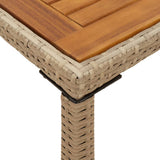 Garden Table with Acacia Wood Top Beige 115x54x74 cm Poly Rattan 365078
