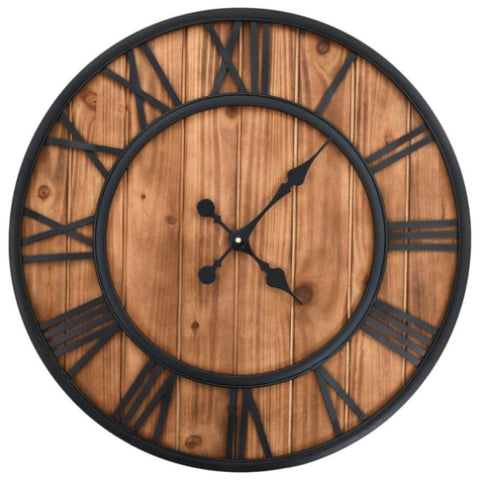 Vintage Wall Clock with Quartz Movement Wood and Metal 60cm XXL 50646