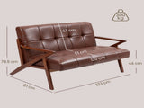 Compact 2 Seater Sofa, Vintage Tufted Loveseat Sofa with Solid Wood Legs, PU Leather Small Couch T3398P377884
