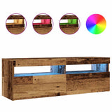 TV Cabinet with LED Lights Old Wood 120x35x40 cm Engineered Wood 856305