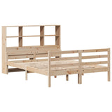 ZNTS Bookcase Bed without Mattress 140x190 cm Solid Wood Pine 3322229