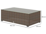 90 x 50cm Glass-Top Rattan Side Table - Brown T3398P327966