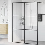 Walk-in Shower Wall with Clear ESG Glass 140x195 cm Black 151027