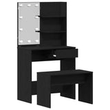LED Dressing Table Set 2 pcs Black Oak Engineered Wood 3333070