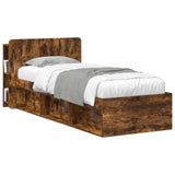 Headboard Cabinet with Storage Smoked Oak Engineered Wood 8001197