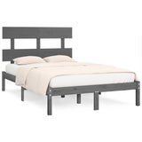 ZNTS Bed Frame without Mattress Grey 135x190 cm Double Solid Wood 3104650