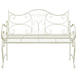 Garden Bench 2-Seater 114 x 56.5 x 90 cm Steel Antique White 42029540