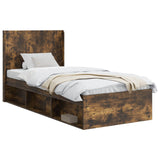 Bed Frame with Storage and Headboard Smoked Oak 75 x 190 cm 3413913