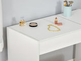 Makeup Desk with Drawer, Vanity Table Set with Flip-up Mirror and Cushioned Stool, White T3398P342982