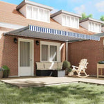 Retractable Awning Manual Blue and White 450x300 cm Fabric 3330851