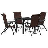 Garden Dining Set 5 pcs Brown Powder-Coated Steel 3379262