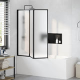 Shower Screen Folding Black 132 x 2 x 140 cm Aluminium and PP 42009755