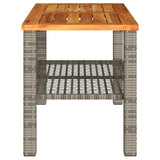 Garden Table Grey 70x38x42 cm Poly Rattan Acacia Wood 366271