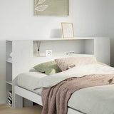 Headboard with Storage White 160 cm Solid Wood Pine 855625
