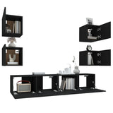 TV Cabinet Set Set of 6 Black Engineered wood 3114255