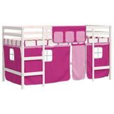 Kids' Loft Bed with Curtains without Mattress Pink 90x190cm 3206978