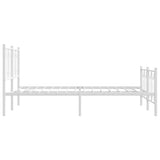 Metal Bed Frame without Mattress with Footboard White 135x190cm 376194