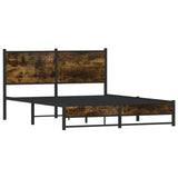 Metal Bed Frame without Mattress Smoked Oak 150x200 cm King Size 4007834