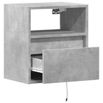 ZNTS Wall-mounted Bedside Cabinet with LED Lights Concrete Grey 3307981