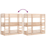 Triple Bunk Bed without Mattress 75x190 cm Small Single Solid Wood Pine 3284260