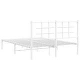 Metal Bed Frame without Mattress with Headboard White 140x190cm 355610