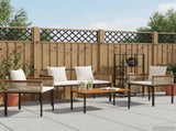 Outdoor Furniture Set Beige and Cream White Poly Rattan 42025228