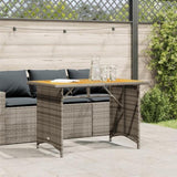 Garden Table with Wooden Top Grey 110x68x70 cm Poly Rattan 366356