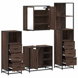 4 Piece Bathroom Furniture Set Brown Oak Engineered Wood 3301269